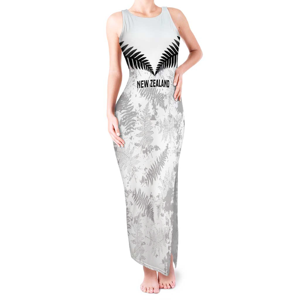 Custom New Zealand Silver Fern Football Tank Maxi Dress Go Aotearoa Grunge White - Vibe Hoodie