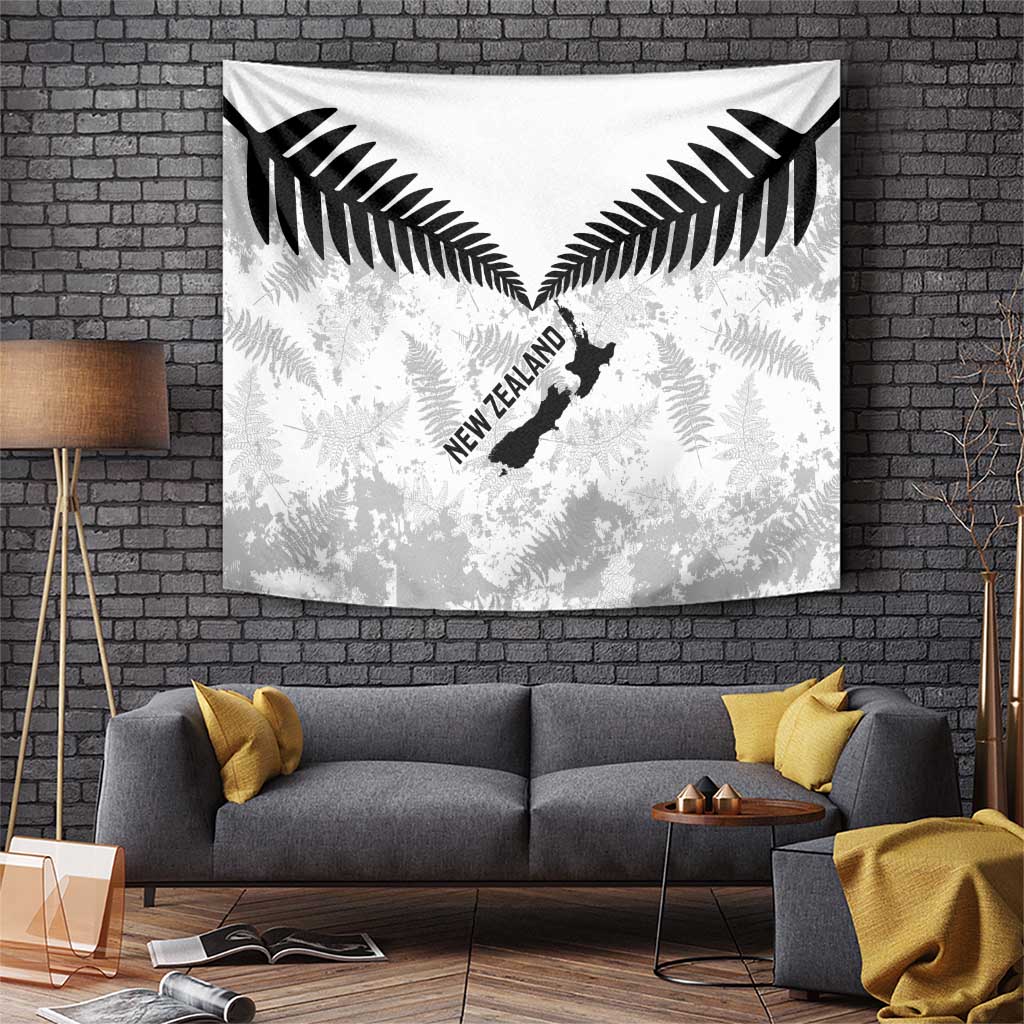 Custom New Zealand Silver Fern Football Tapestry Go Aotearoa Grunge White - Vibe Hoodie