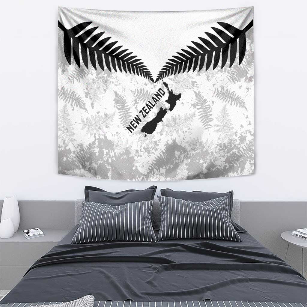 Custom New Zealand Silver Fern Football Tapestry Go Aotearoa Grunge White - Vibe Hoodie