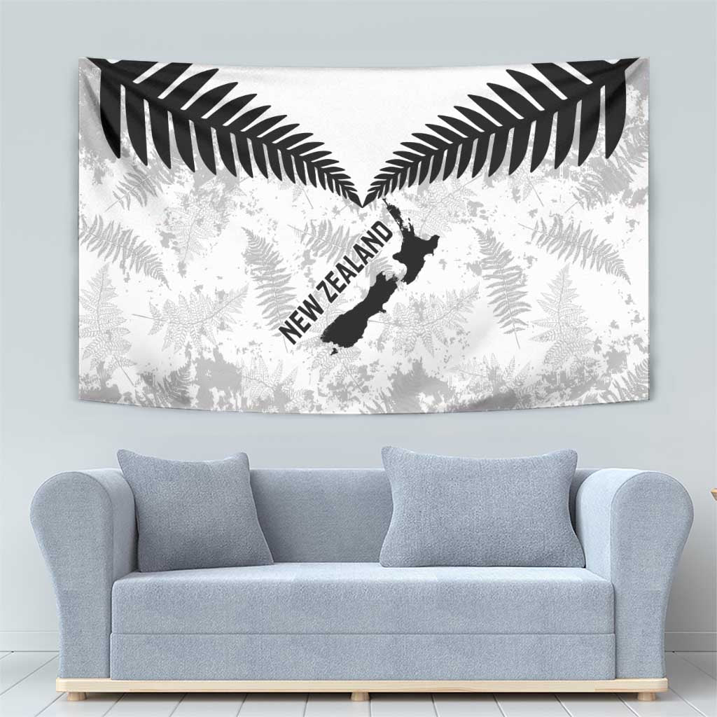 Custom New Zealand Silver Fern Football Tapestry Go Aotearoa Grunge White - Vibe Hoodie