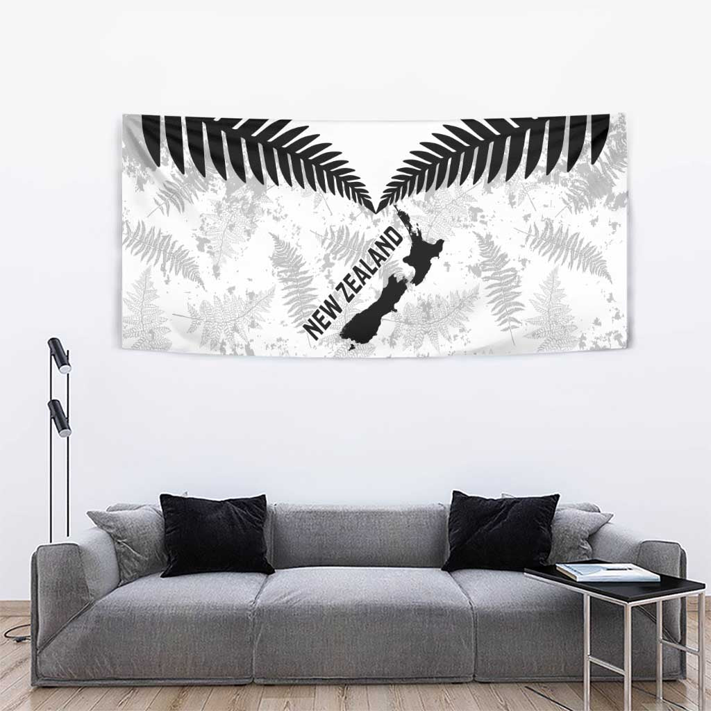 Custom New Zealand Silver Fern Football Tapestry Go Aotearoa Grunge White - Vibe Hoodie
