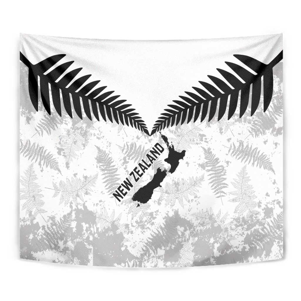 Custom New Zealand Silver Fern Football Tapestry Go Aotearoa Grunge White - Vibe Hoodie