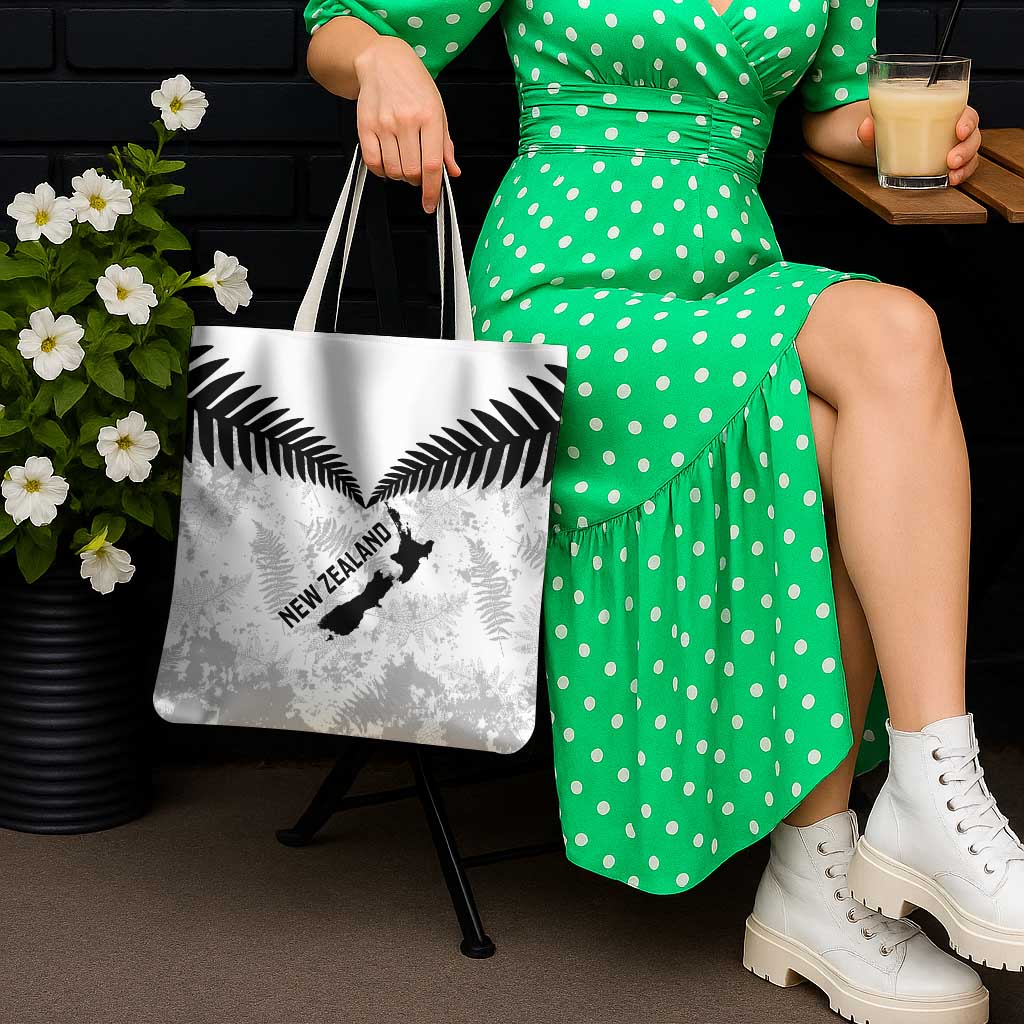 Custom New Zealand Silver Fern Football Tote Bag Go Aotearoa Grunge White - Vibe Hoodie
