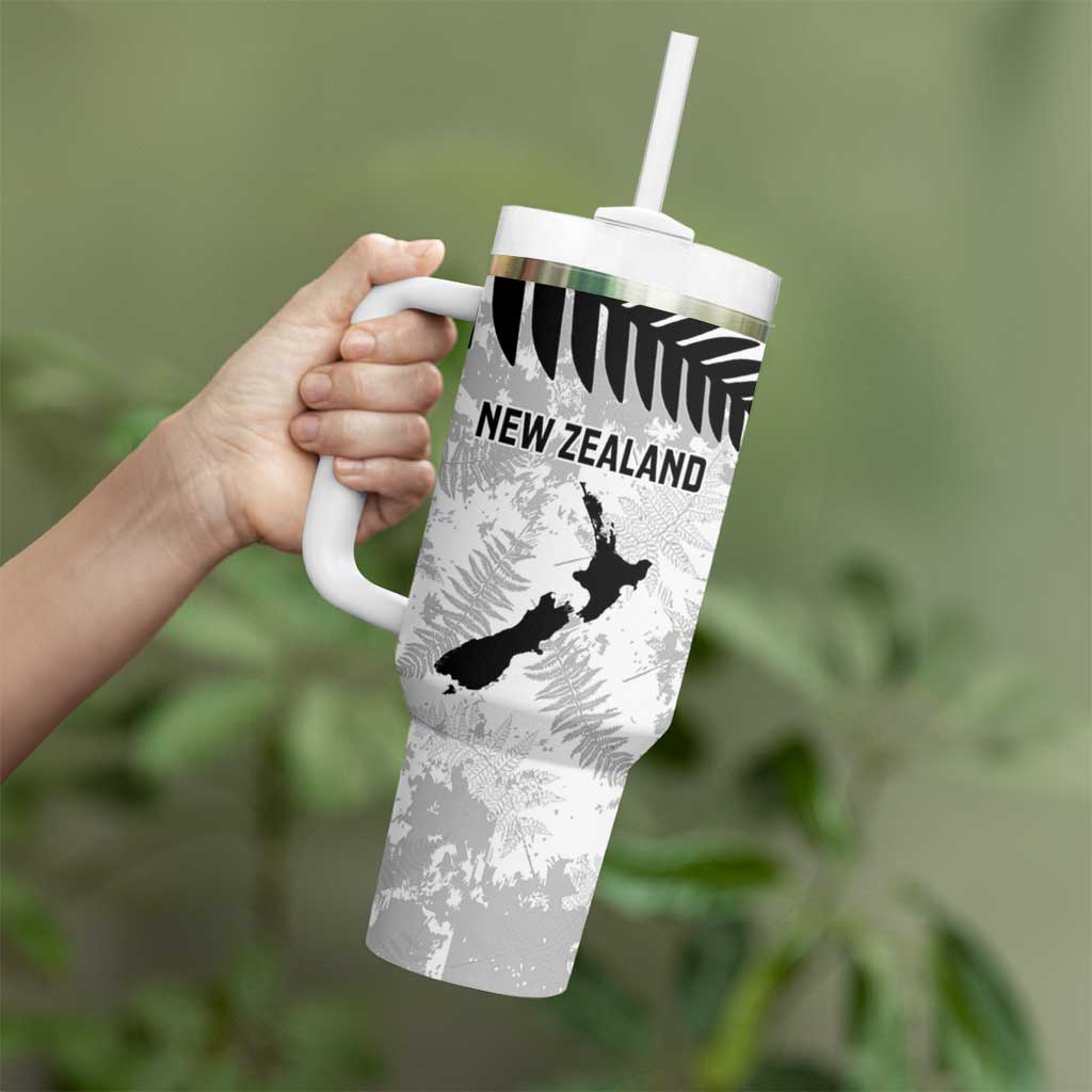 Custom New Zealand Silver Fern Football Tumbler With Handle Go Aotearoa Grunge White - Vibe Hoodie