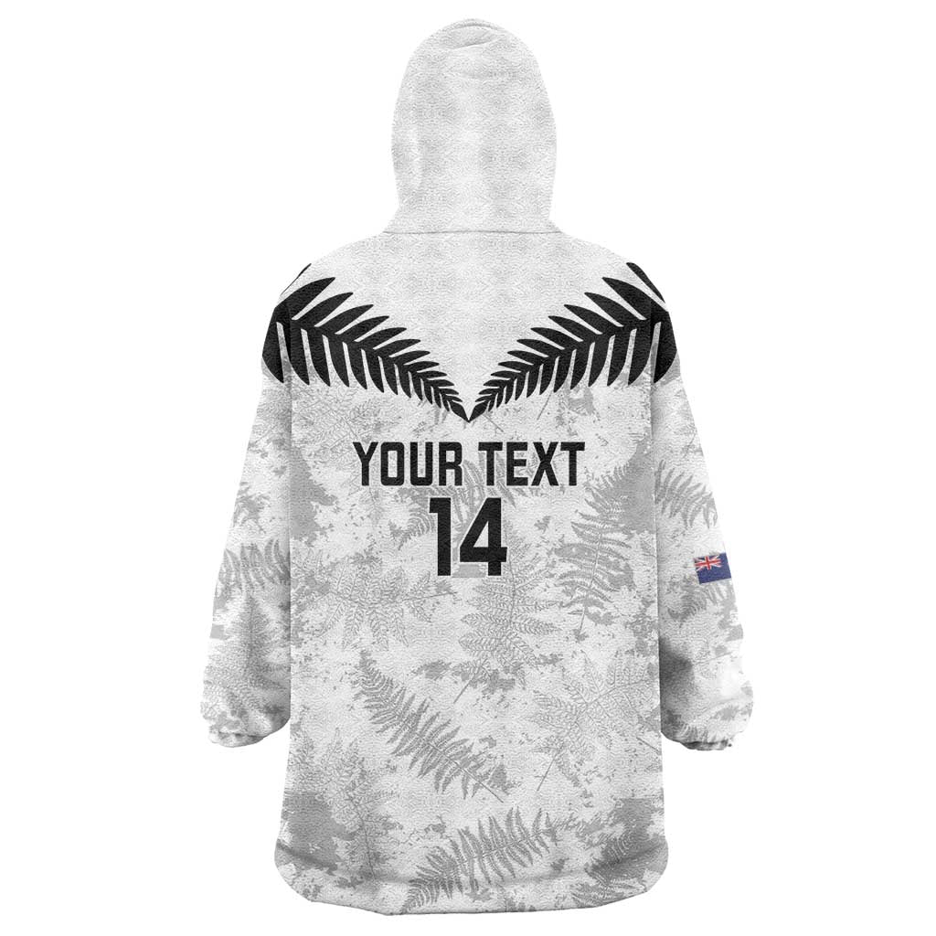 Custom New Zealand Silver Fern Football Wearable Blanket Hoodie Go Aotearoa Grunge White - Vibe Hoodie
