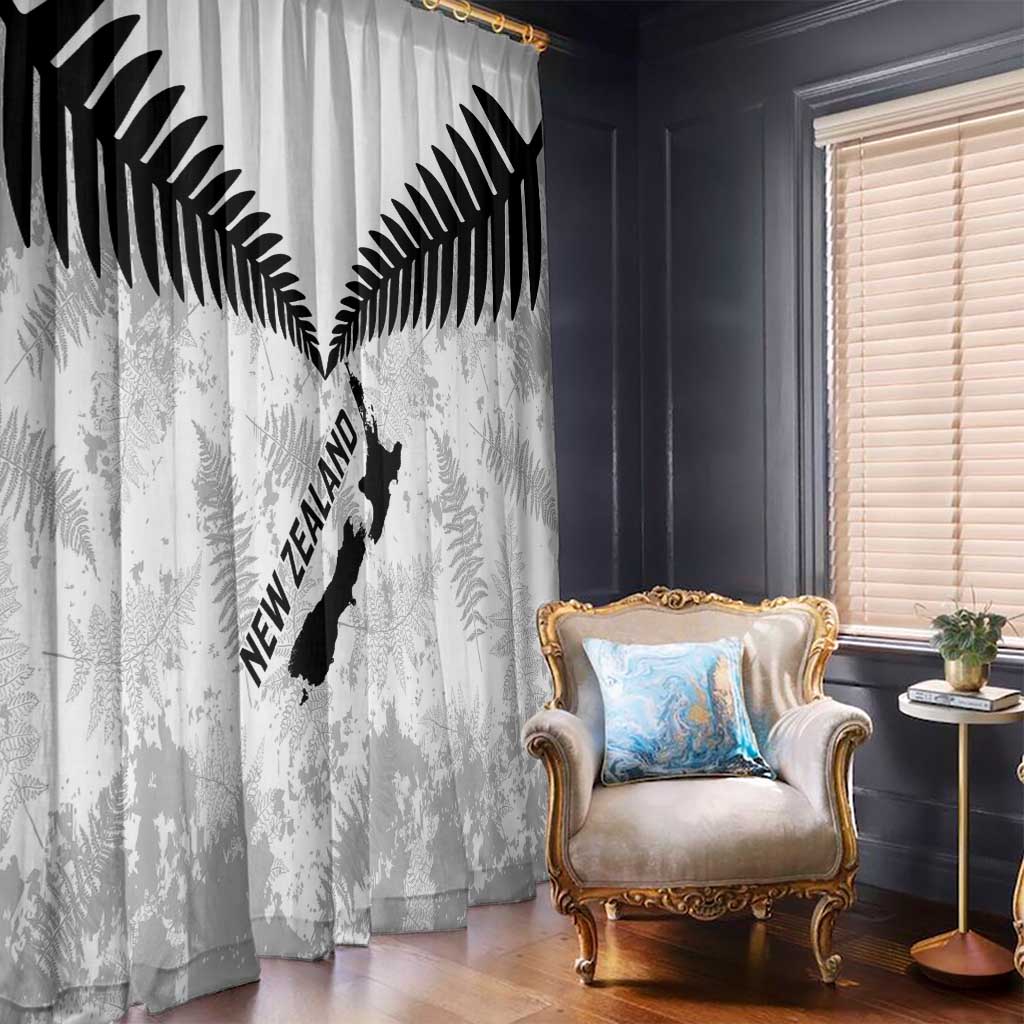 Custom New Zealand Silver Fern Football Window Curtain Go Aotearoa Grunge White - Vibe Hoodie