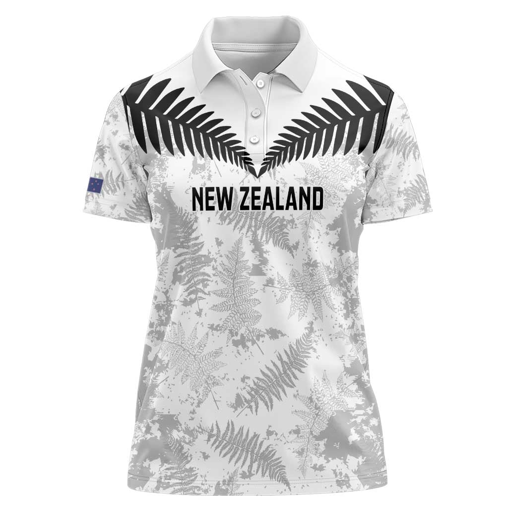 Custom New Zealand Silver Fern Football Women Polo Shirt Go Aotearoa Grunge White - Vibe Hoodie