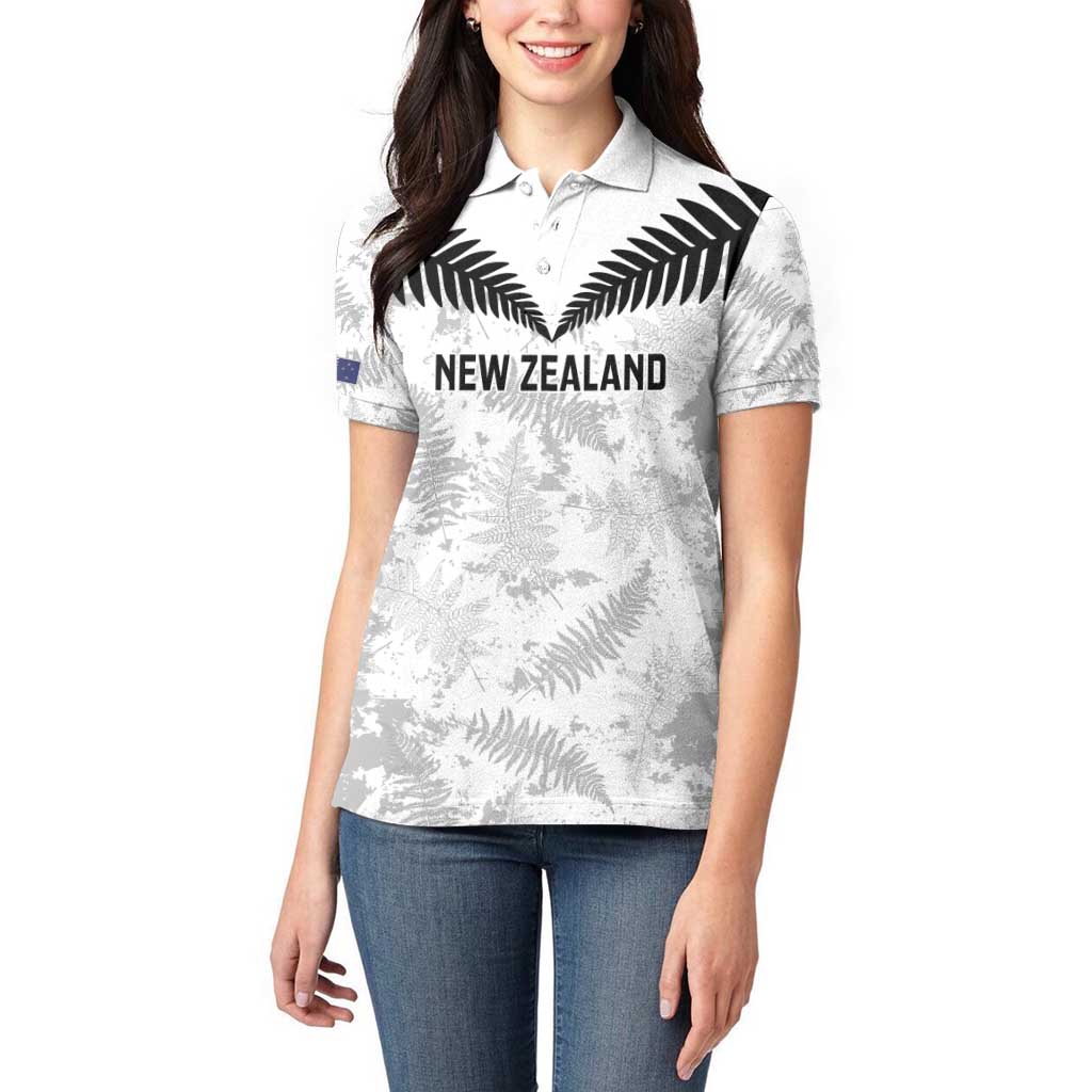 Custom New Zealand Silver Fern Football Women Polo Shirt Go Aotearoa Grunge White - Vibe Hoodie