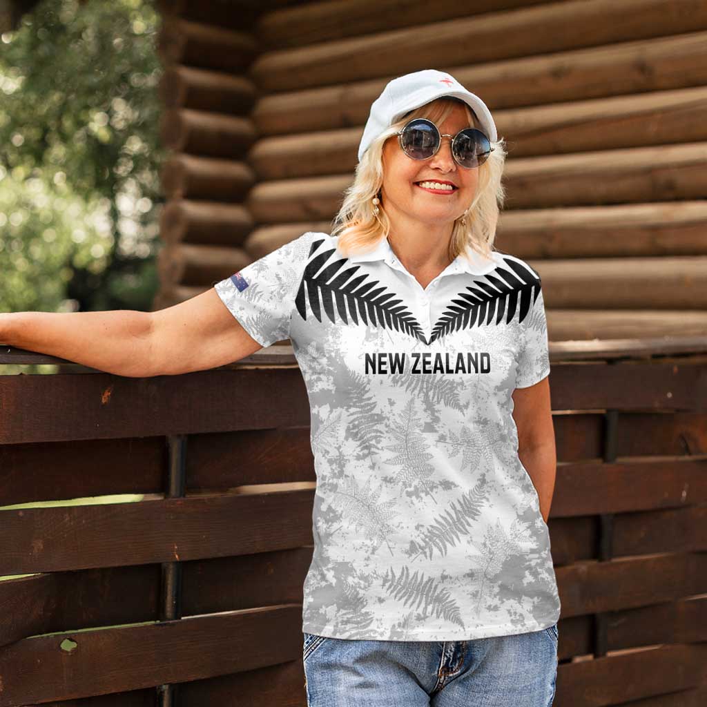 Custom New Zealand Silver Fern Football Women Polo Shirt Go Aotearoa Grunge White - Vibe Hoodie