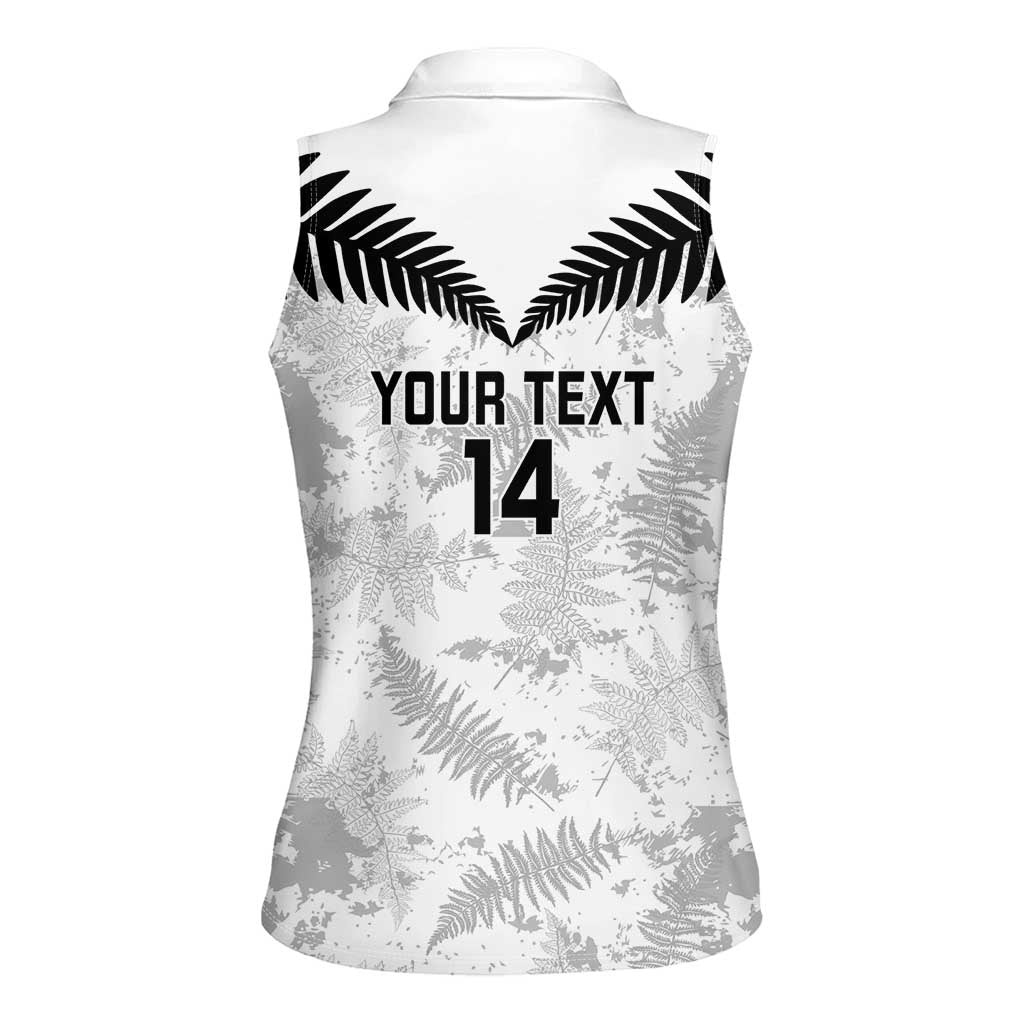 Custom New Zealand Silver Fern Football Women Sleeveless Polo Shirt Go Aotearoa Grunge White - Vibe Hoodie