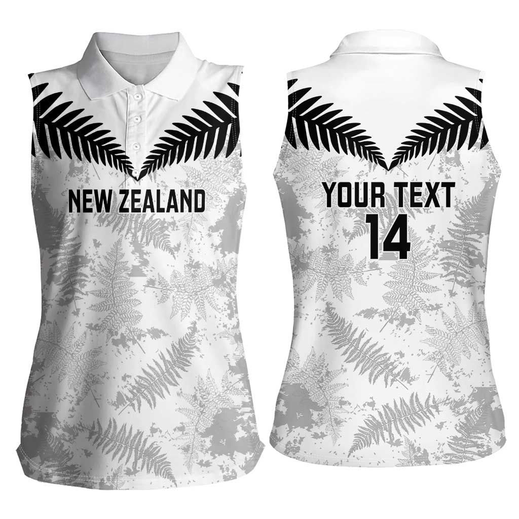 Custom New Zealand Silver Fern Football Women Sleeveless Polo Shirt Go Aotearoa Grunge White - Vibe Hoodie