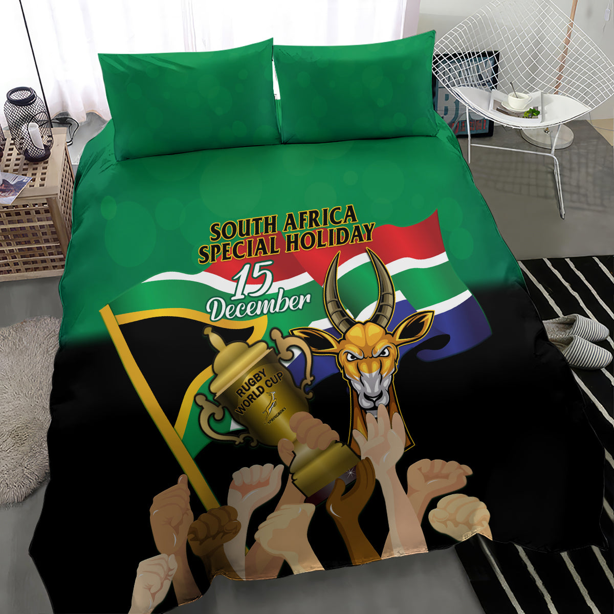 South Africa Special Holiday Bedding Set Springboks Champions Celebration Rugby Is My Soul - Vibe Hoodie Shop