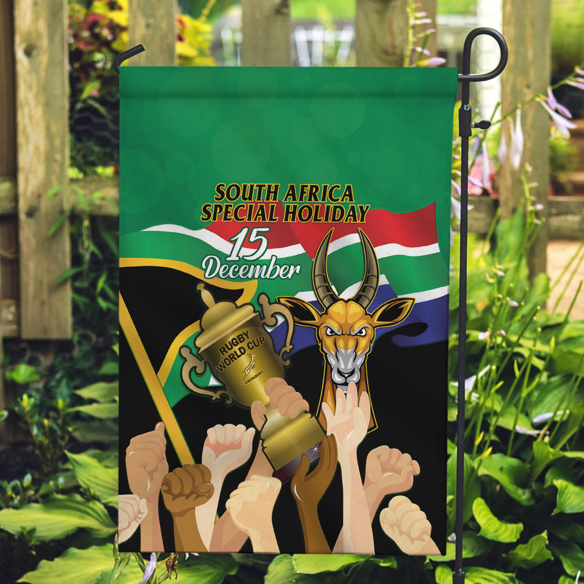 South Africa Special Holiday Garden Flag Springboks Champions Celebration Rugby Is My Soul - Vibe Hoodie Shop