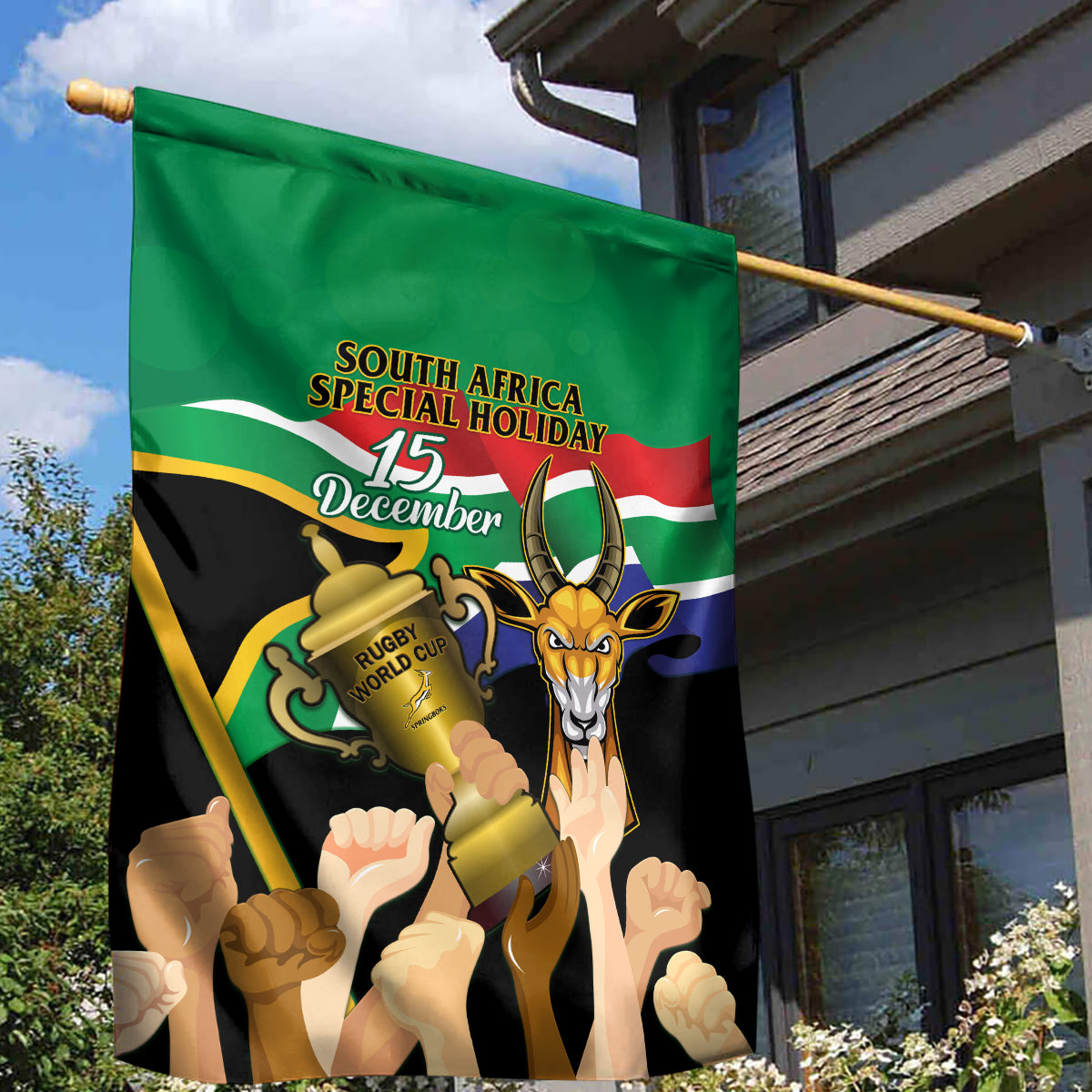 South Africa Special Holiday Garden Flag Springboks Champions Celebration Rugby Is My Soul - Vibe Hoodie Shop