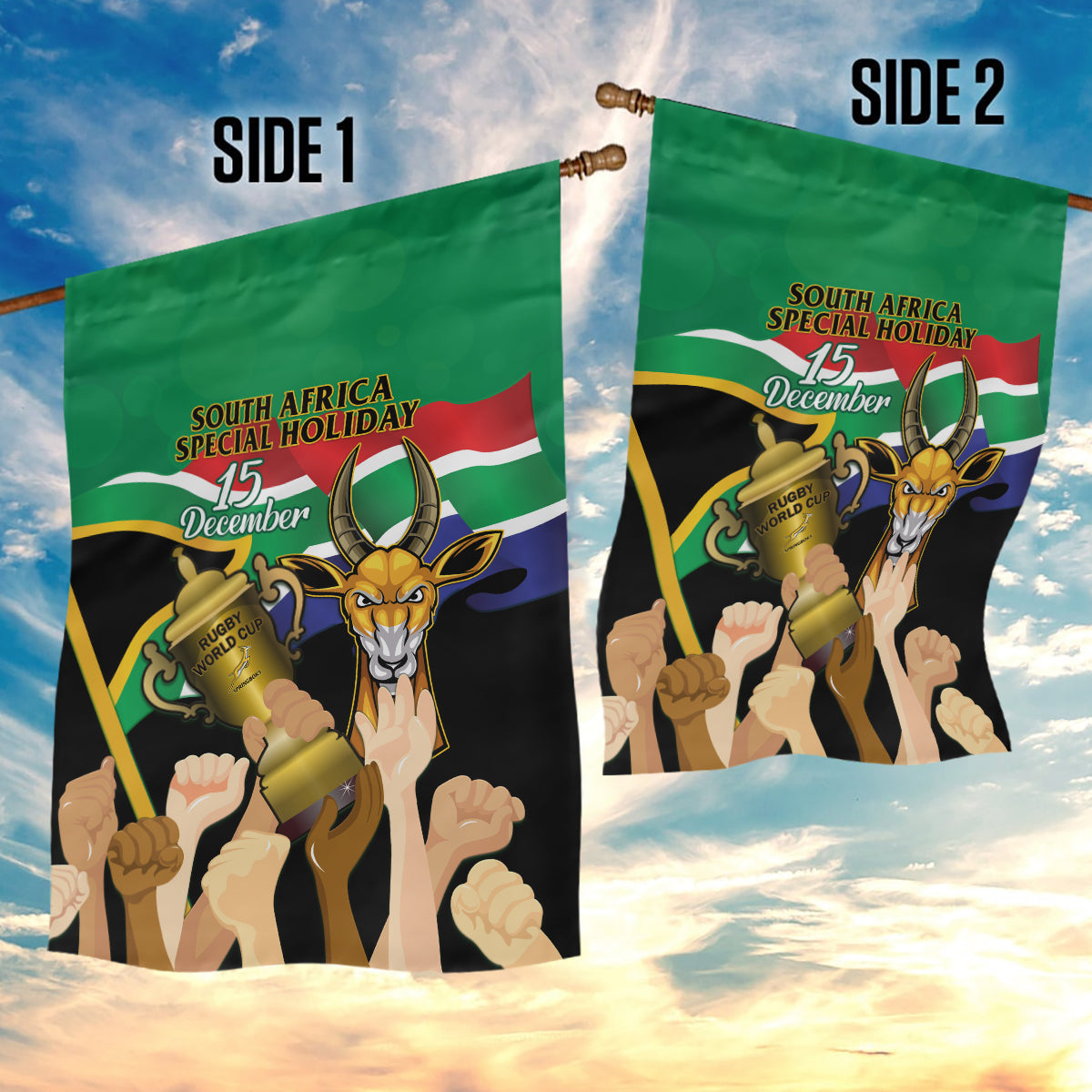 South Africa Special Holiday Garden Flag Springboks Champions Celebration Rugby Is My Soul - Vibe Hoodie Shop