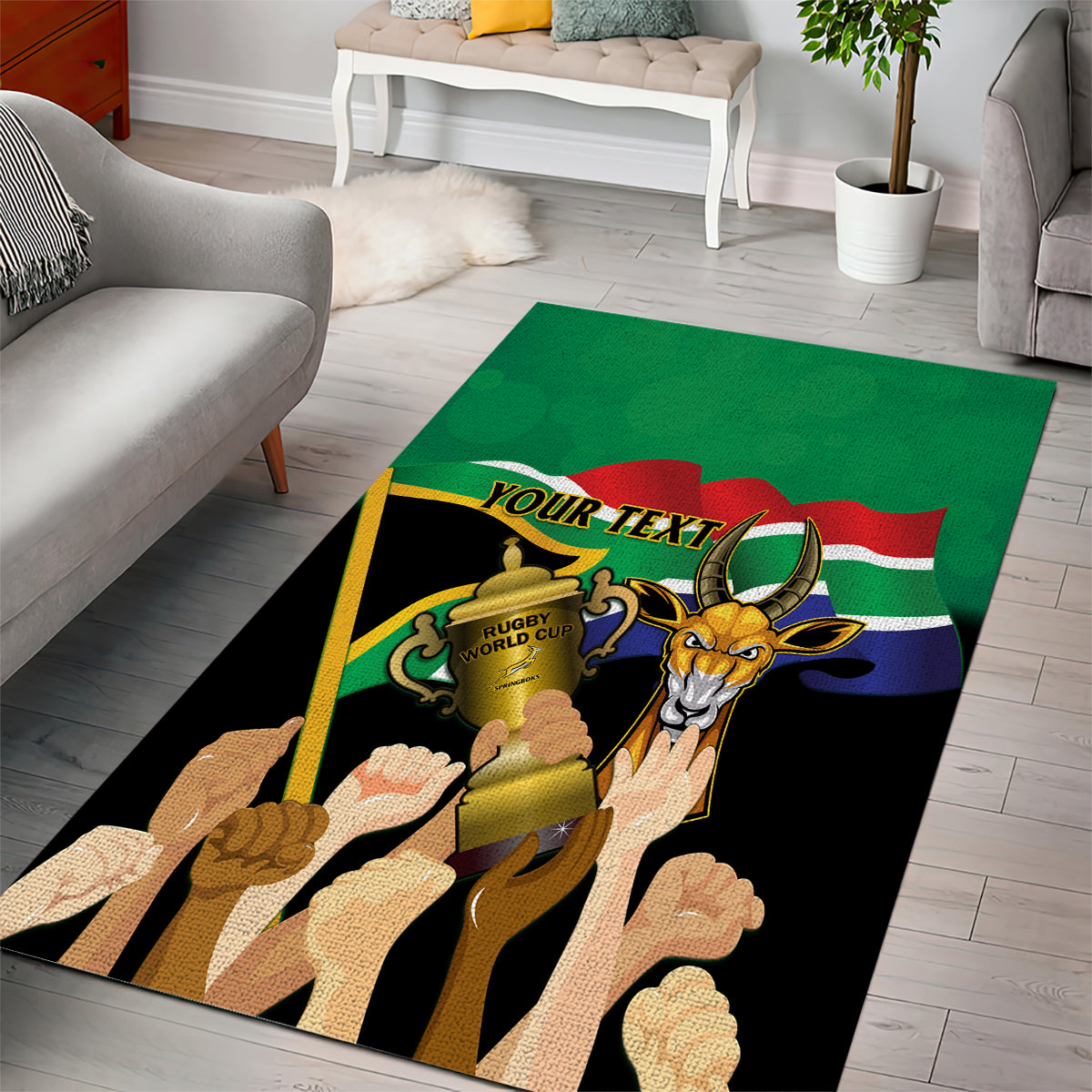 Personalised South Africa Special Holiday Area Rug Springboks Champions Celebration Rugby Is My Soul - Vibe Hoodie Shop