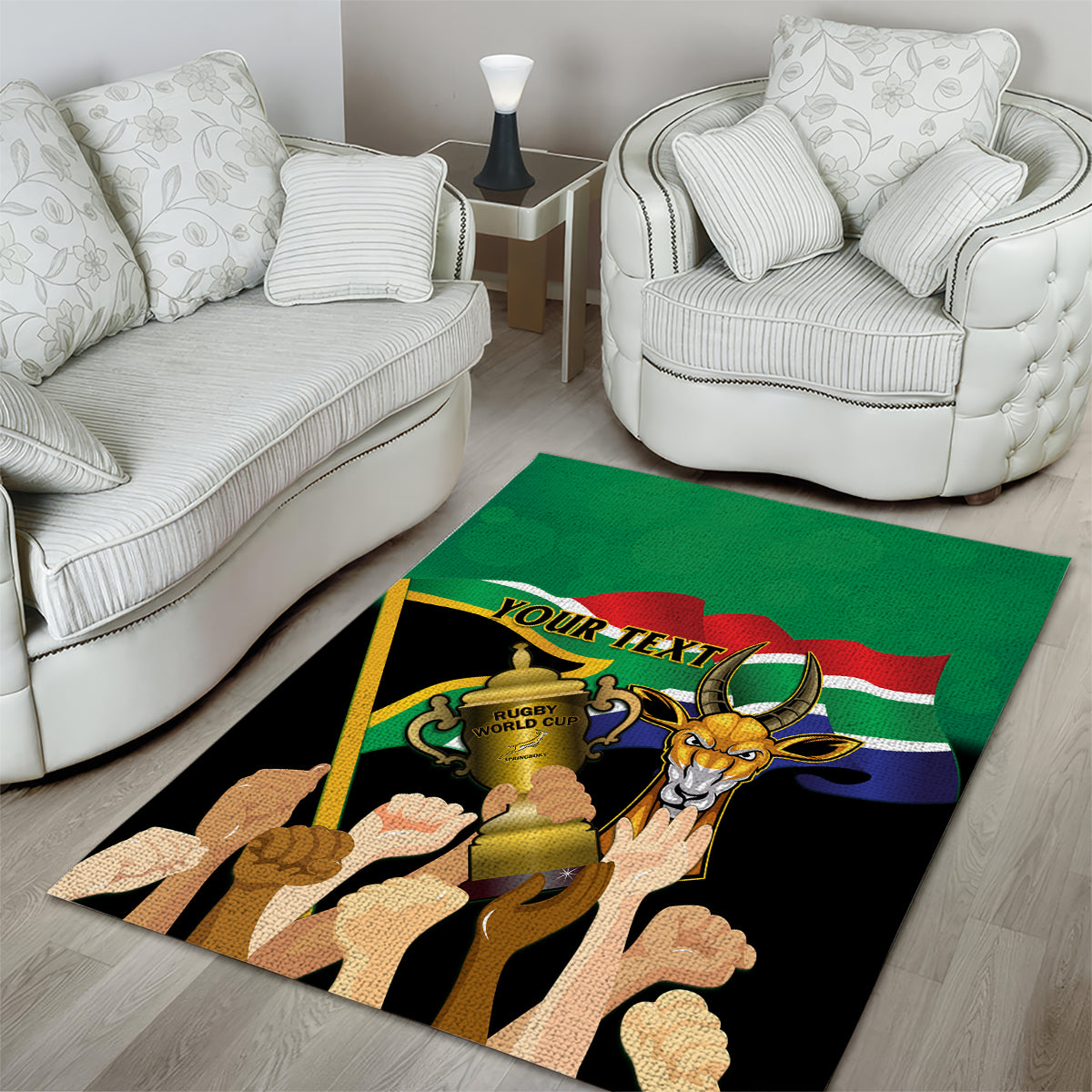 Personalised South Africa Special Holiday Area Rug Springboks Champions Celebration Rugby Is My Soul - Vibe Hoodie Shop