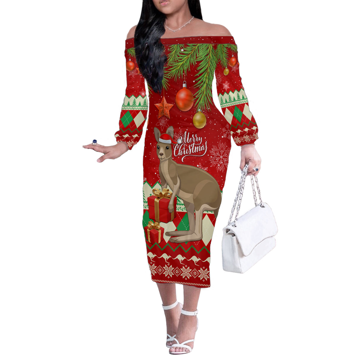 australia-christmas-family-matching-off-shoulder-long-sleeve-dress-and-hawaiian-shirt-aussie-kangaroo-santa-merry-xmas