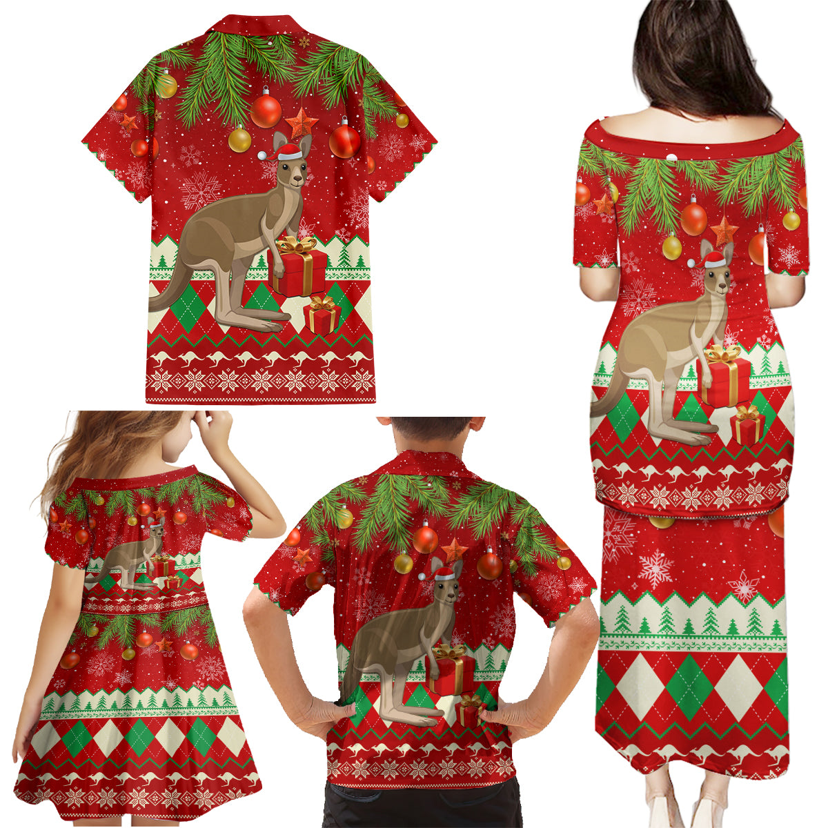 australia-christmas-family-matching-puletasi-dress-and-hawaiian-shirt-aussie-kangaroo-santa-merry-xmas