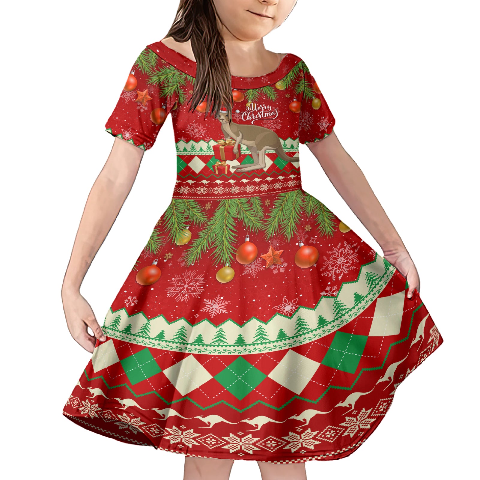 australia-christmas-family-matching-short-sleeve-bodycon-dress-and-hawaiian-shirt-aussie-kangaroo-santa-merry-xmas