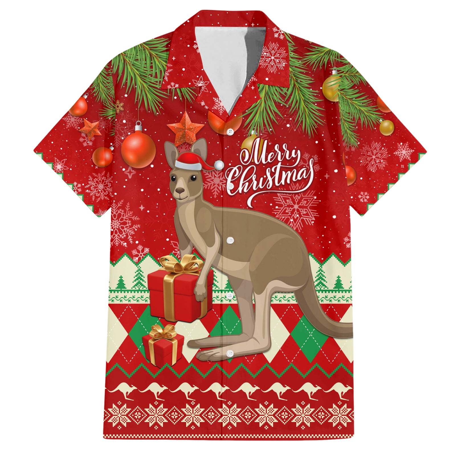 Australia Christmas Hawaiian Shirt Aussie Kangaroo Santa Merry Xmas - Vibe Hoodie Shop