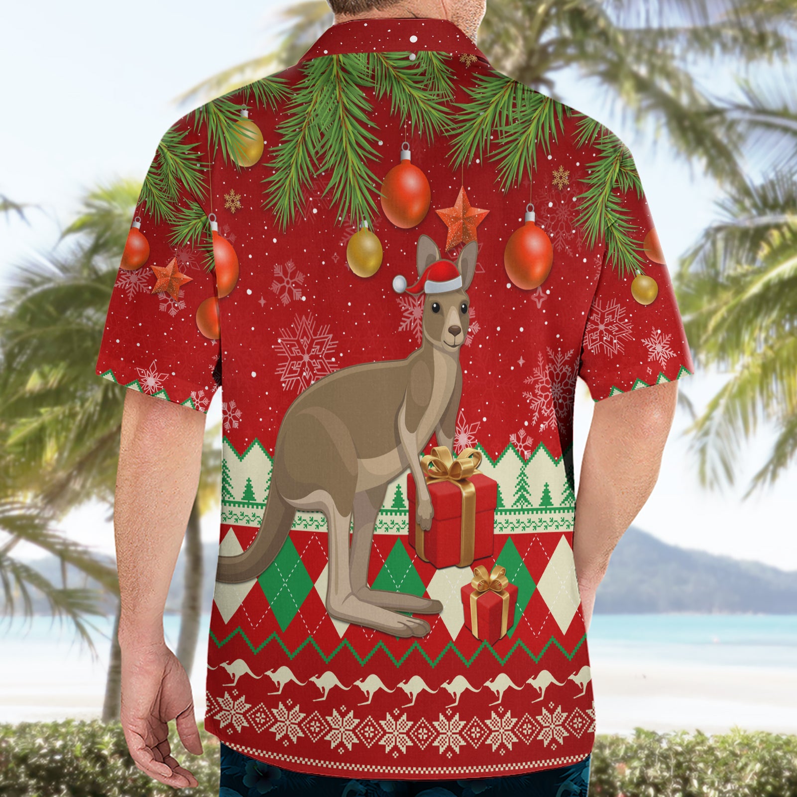 Australia Christmas Hawaiian Shirt Aussie Kangaroo Santa Merry Xmas - Vibe Hoodie Shop