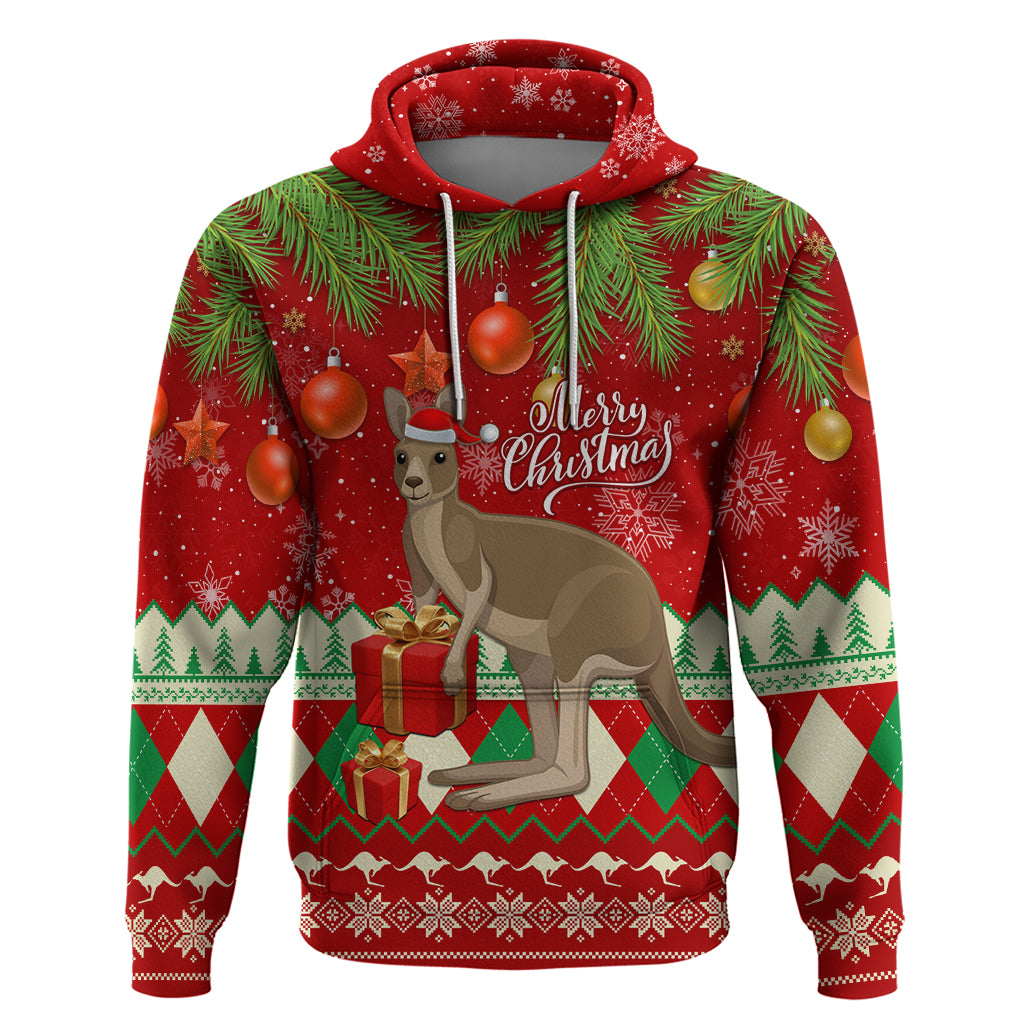 Australia Christmas Hoodie Aussie Kangaroo Santa Merry Xmas - Vibe Hoodie Shop