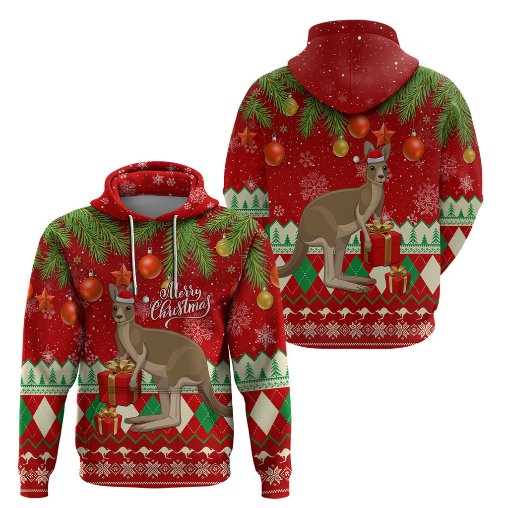Australia Christmas Hoodie Aussie Kangaroo Santa Merry Xmas - Vibe Hoodie Shop