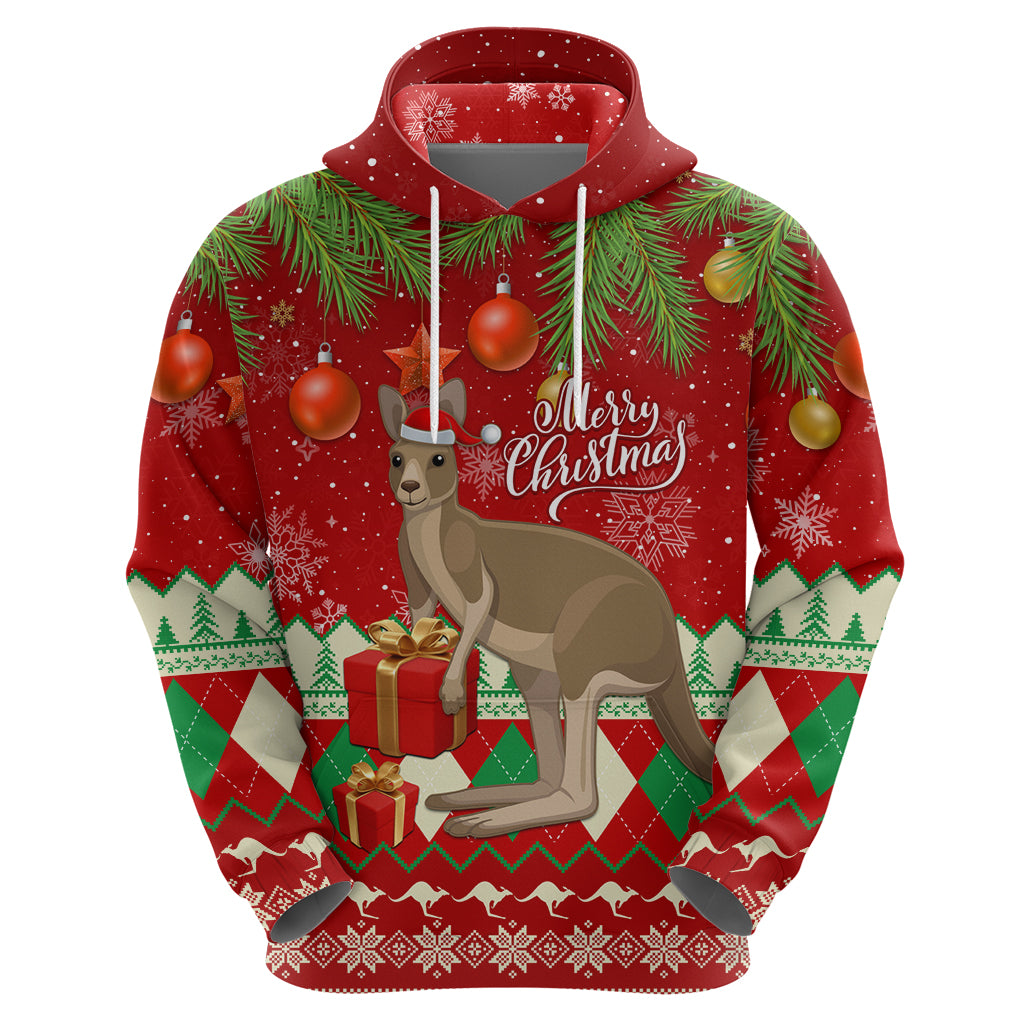 Australia Christmas Hoodie Aussie Kangaroo Santa Merry Xmas - Vibe Hoodie Shop