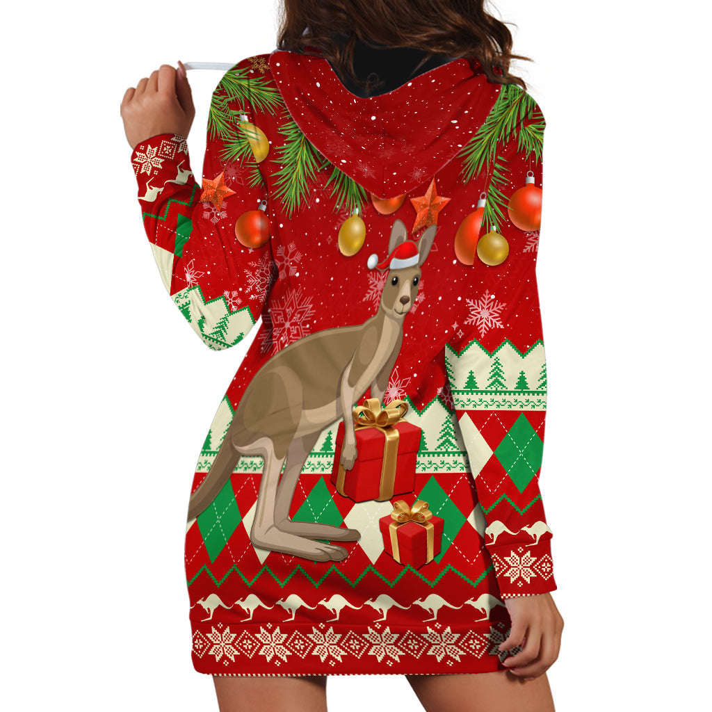 Australia Christmas Hoodie Dress Aussie Kangaroo Santa Merry Xmas - Vibe Hoodie Shop