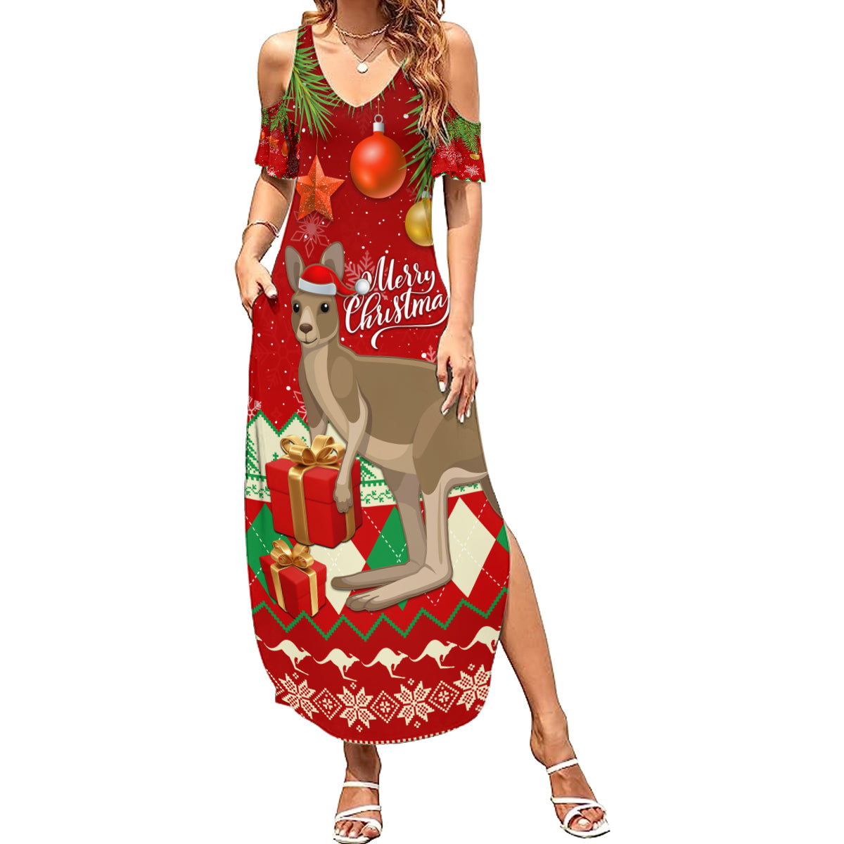 australia-christmas-summer-maxi-dress-aussie-kangaroo-santa-merry-xmas