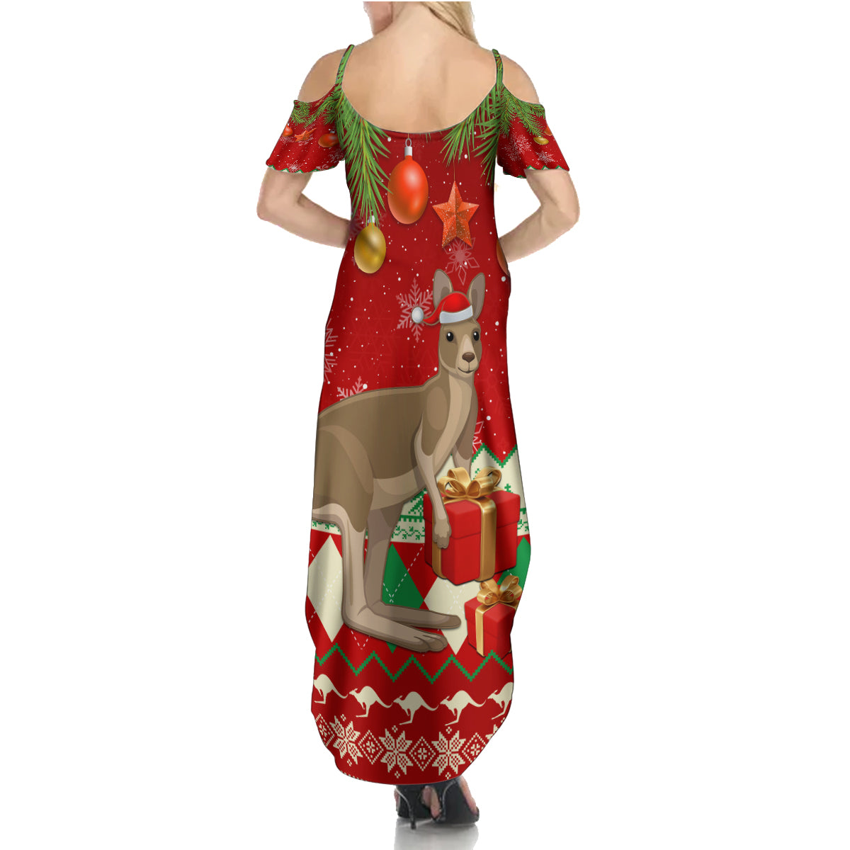 australia-christmas-summer-maxi-dress-aussie-kangaroo-santa-merry-xmas