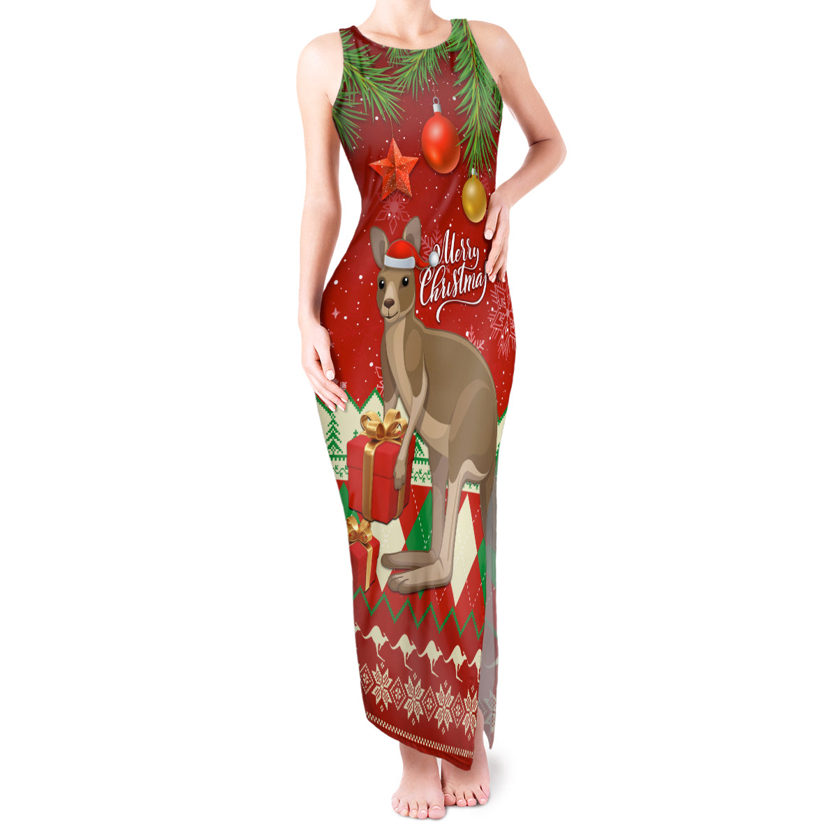 australia-christmas-tank-maxi-dress-aussie-kangaroo-santa-merry-xmas