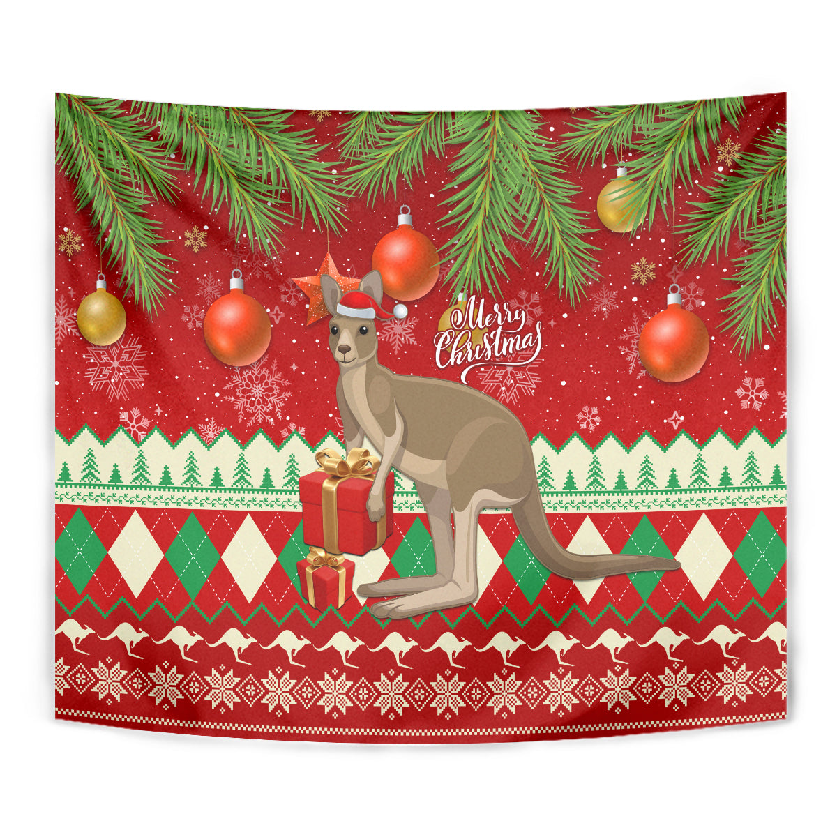 Australia Christmas Tapestry Aussie Kangaroo Santa Merry Xmas - Vibe Hoodie Shop