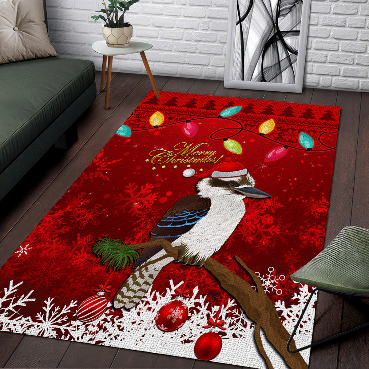 Australia Christmas Area Rug Aussie Kookaburra Santa Merry Xmas - Vibe Hoodie Shop