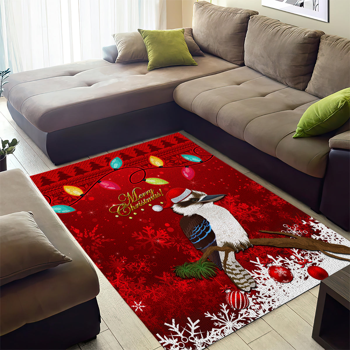 Australia Christmas Area Rug Aussie Kookaburra Santa Merry Xmas - Vibe Hoodie Shop