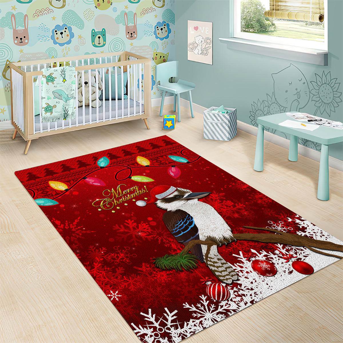 Australia Christmas Area Rug Aussie Kookaburra Santa Merry Xmas - Vibe Hoodie Shop