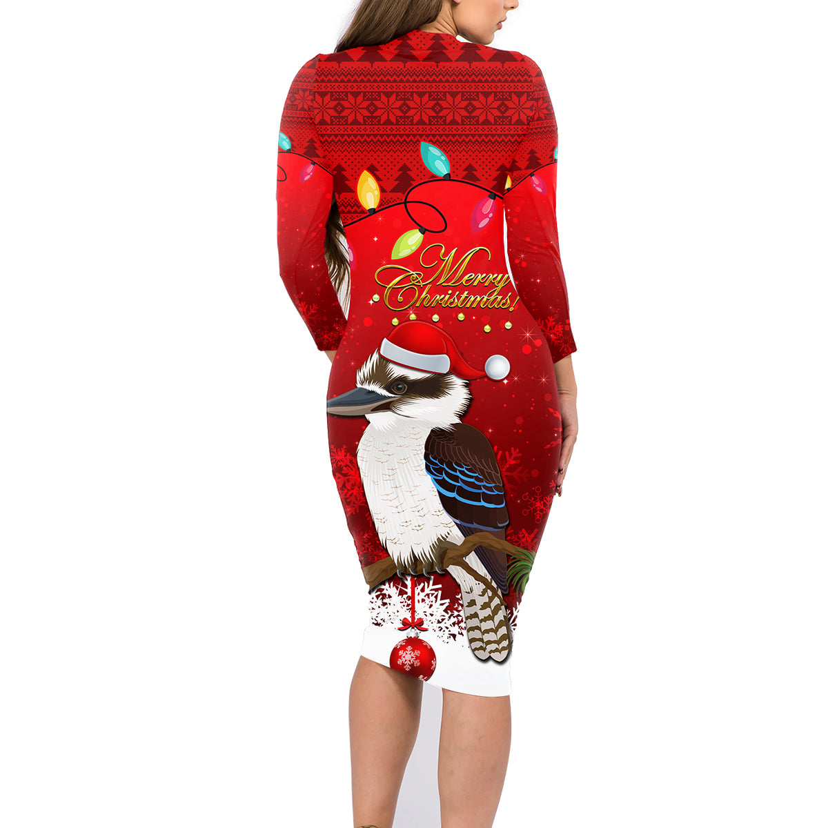 australia-christmas-family-matching-long-sleeve-bodycon-dress-and-hawaiian-shirt-aussie-kookaburra-santa-merry-xmas