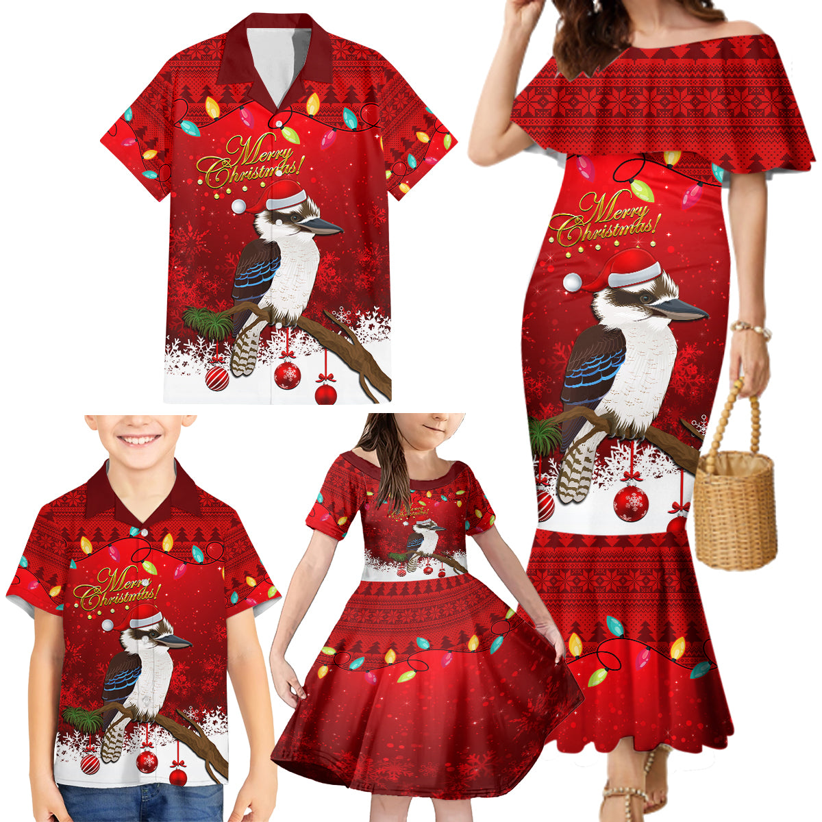 australia-christmas-family-matching-mermaid-dress-and-hawaiian-shirt-aussie-kookaburra-santa-merry-xmas