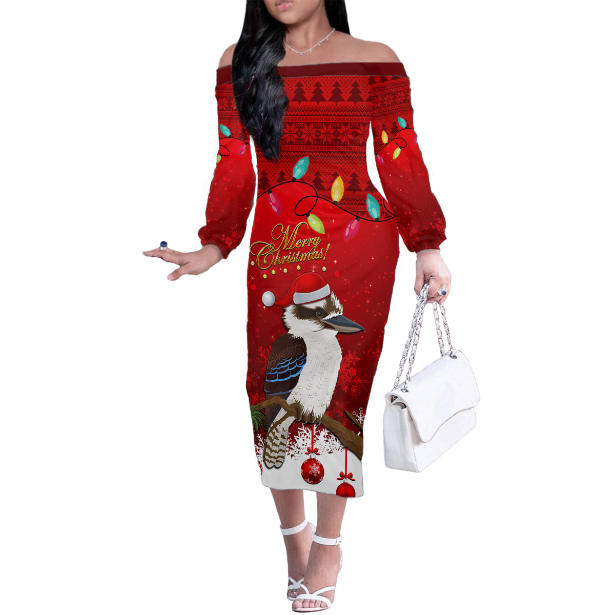 australia-christmas-family-matching-off-shoulder-long-sleeve-dress-and-hawaiian-shirt-aussie-kookaburra-santa-merry-xmas