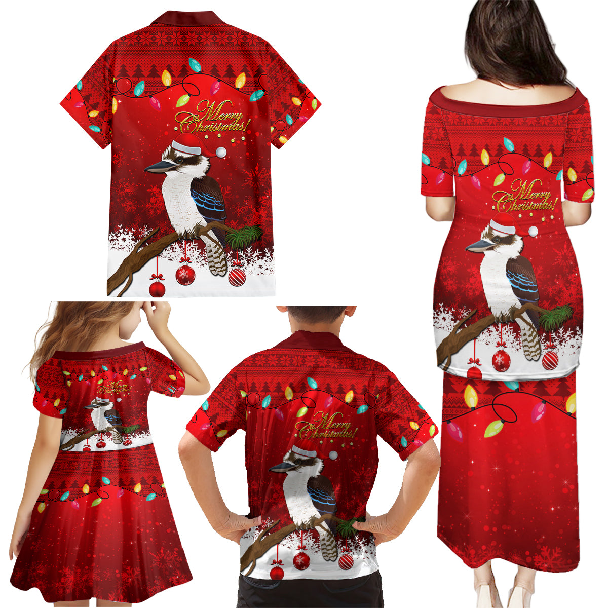 australia-christmas-family-matching-puletasi-dress-and-hawaiian-shirt-aussie-kookaburra-santa-merry-xmas