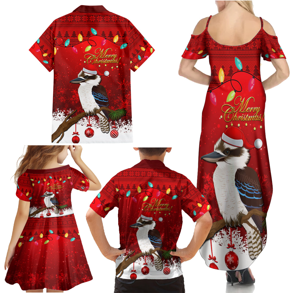 australia-christmas-family-matching-summer-maxi-dress-and-hawaiian-shirt-aussie-kookaburra-santa-merry-xmas