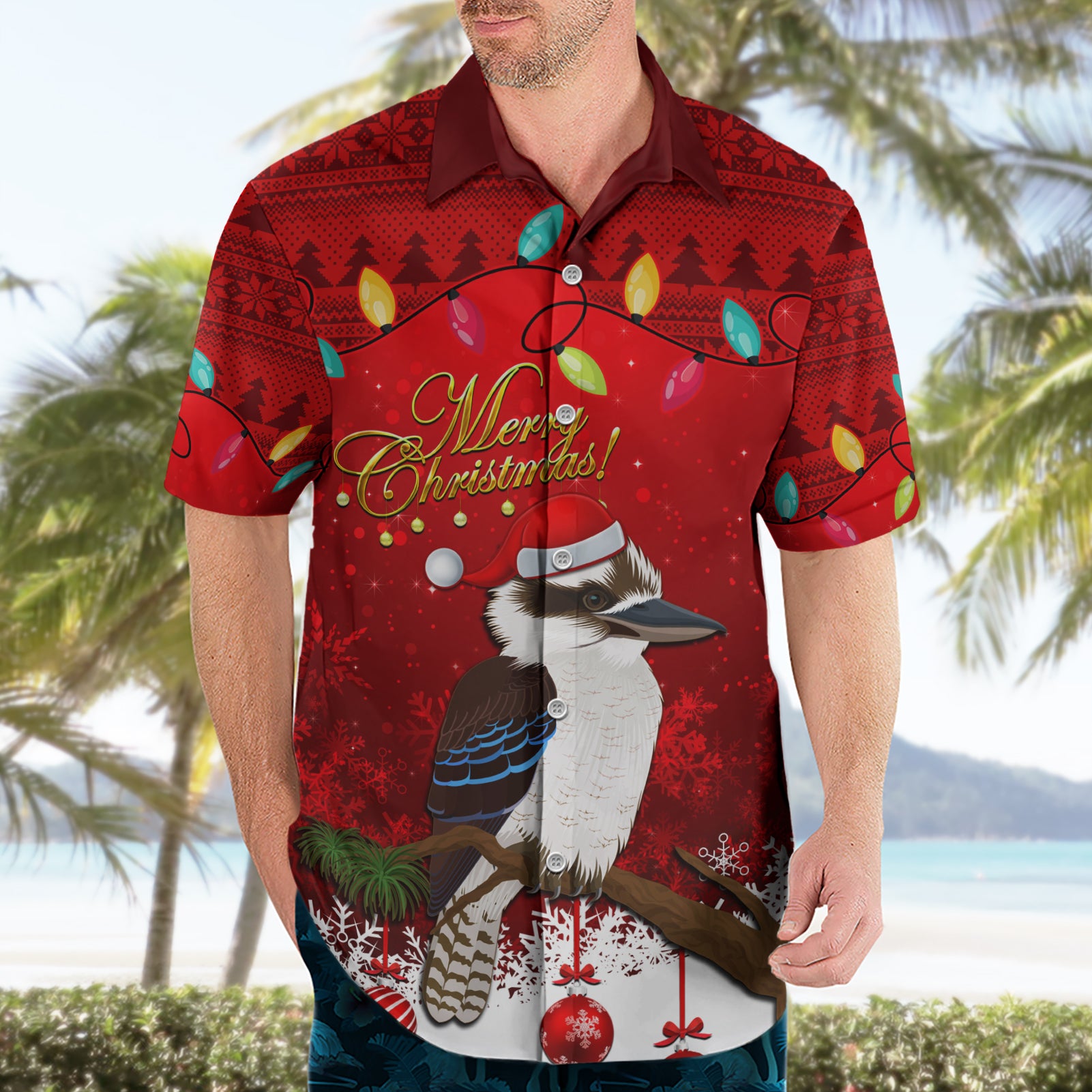Australia Christmas Hawaiian Shirt Aussie Kookaburra Santa Merry Xmas - Vibe Hoodie Shop