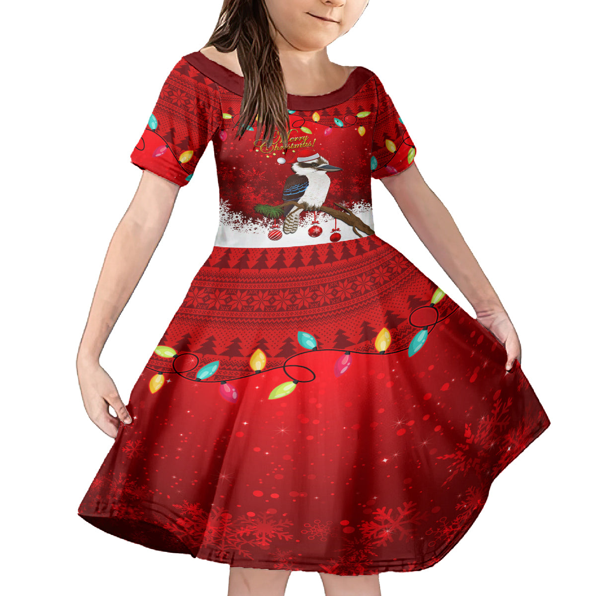 Australia Christmas Kid Short Sleeve Dress Aussie Kookaburra Santa Merry Xmas - Vibe Hoodie Shop