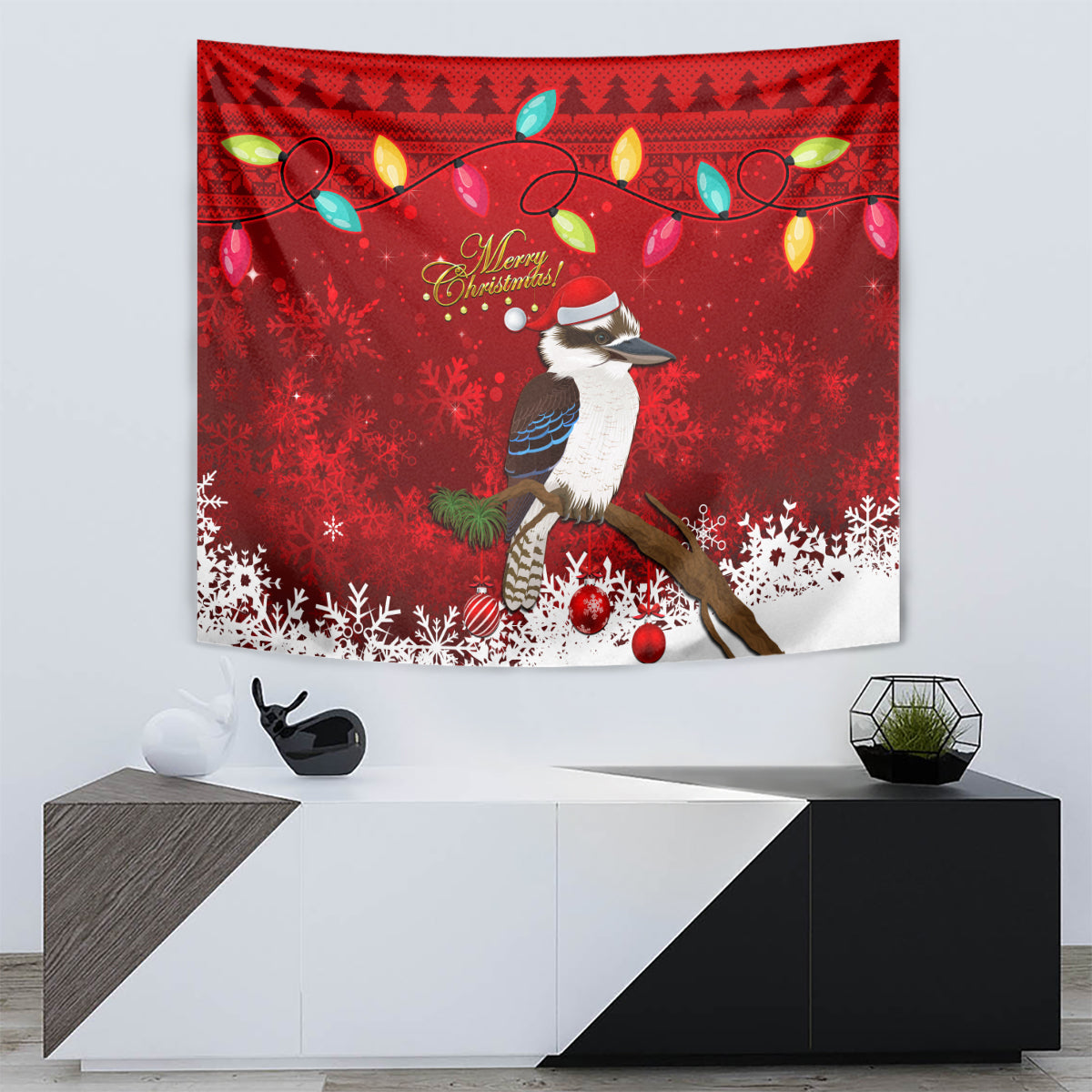 Australia Christmas Tapestry Aussie Kookaburra Santa Merry Xmas - Vibe Hoodie Shop