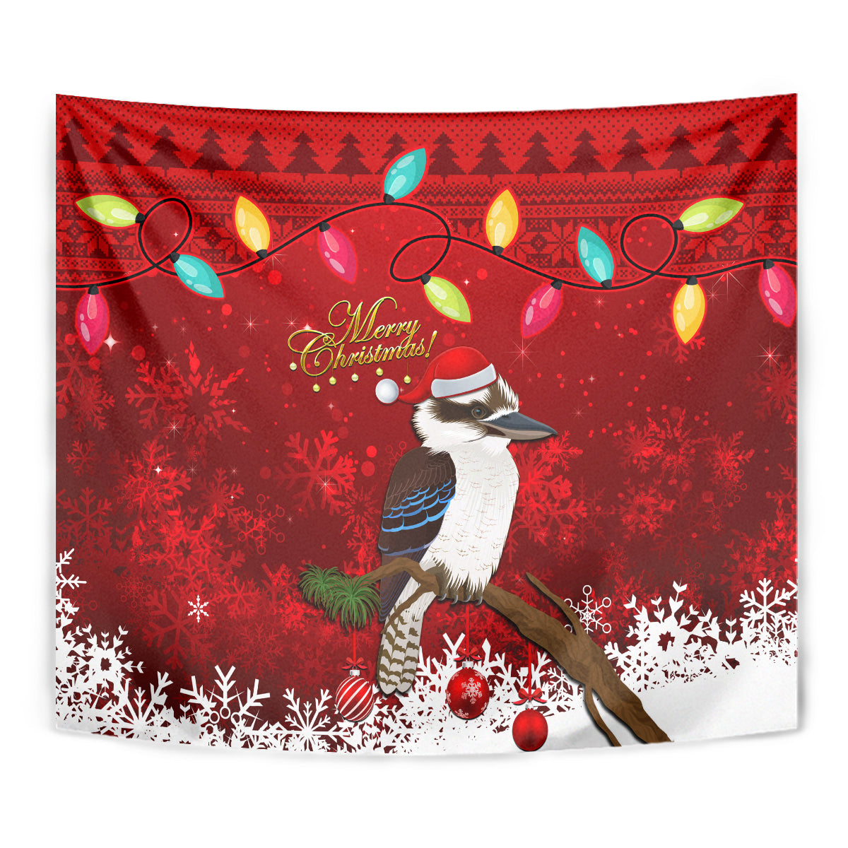 Australia Christmas Tapestry Aussie Kookaburra Santa Merry Xmas - Vibe Hoodie Shop