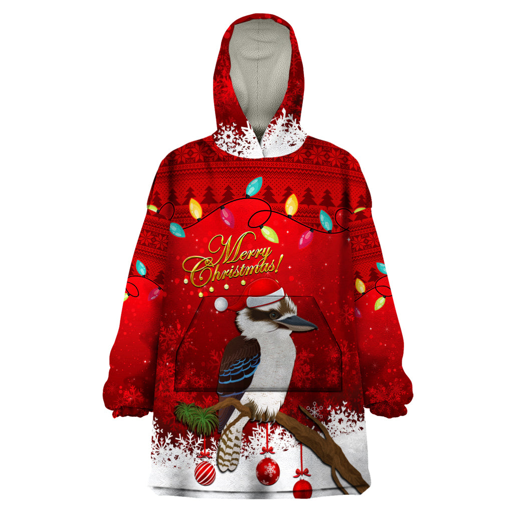 Australia Christmas Wearable Blanket Hoodie Aussie Kookaburra Santa Merry Xmas - Vibe Hoodie Shop