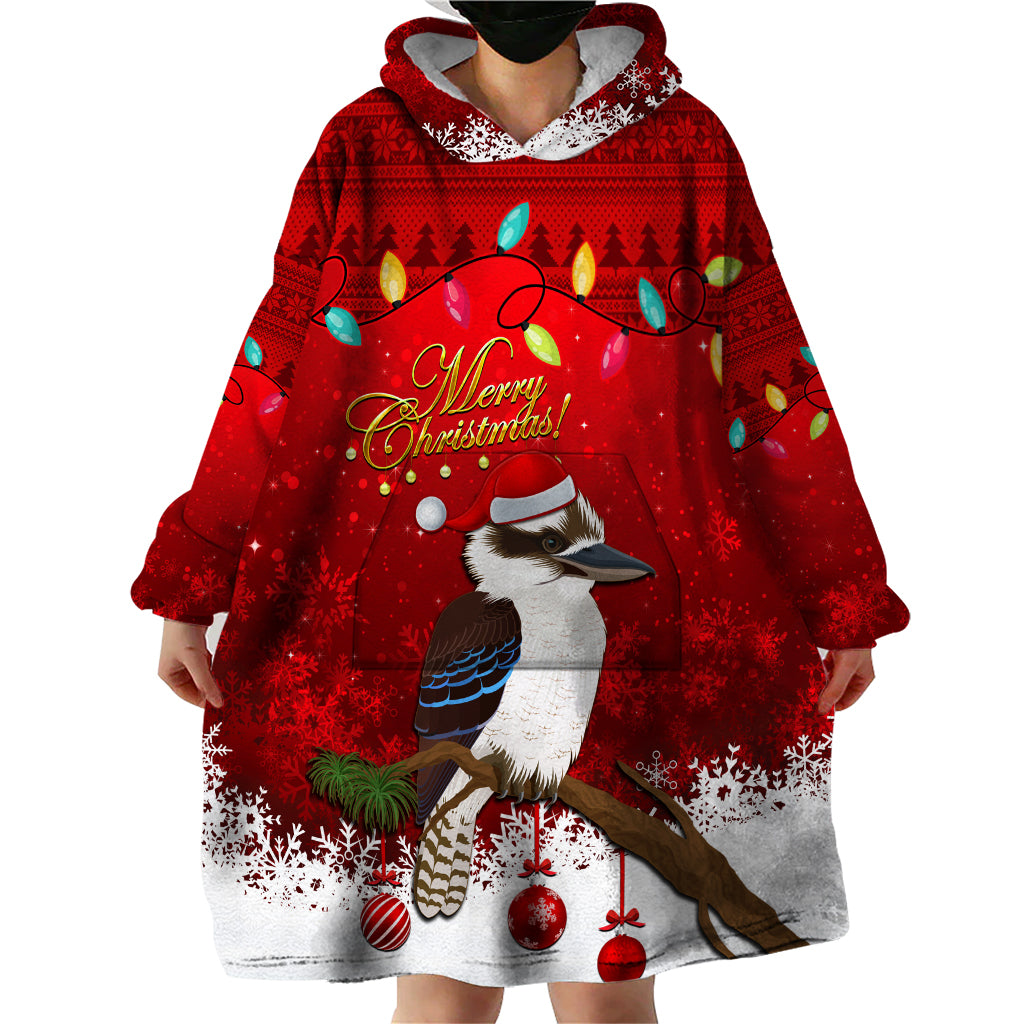 Australia Christmas Wearable Blanket Hoodie Aussie Kookaburra Santa Merry Xmas - Vibe Hoodie Shop