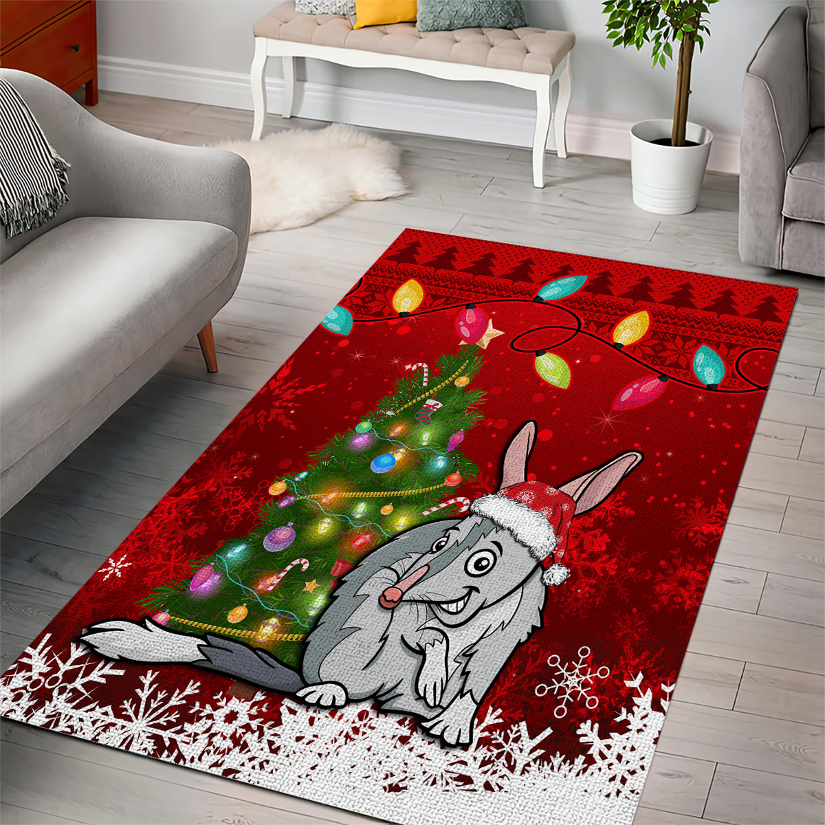 Australia Christmas Area Rug Aussie Bilby Santa Merry Xmas - Vibe Hoodie Shop