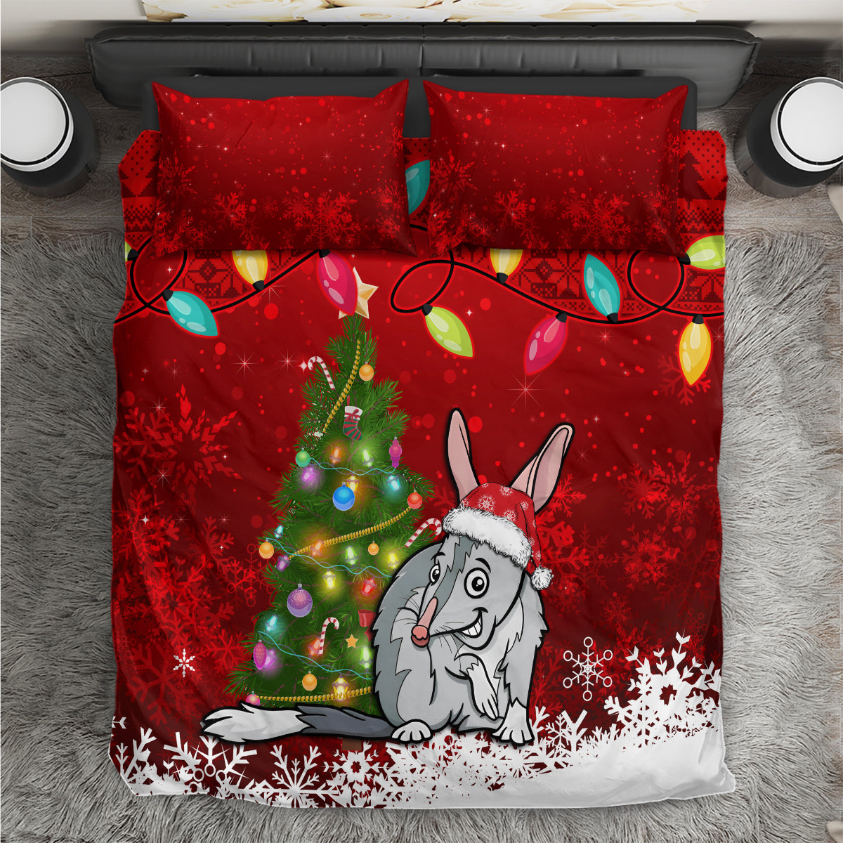 Australia Christmas Bedding Set Aussie Bilby Santa Merry Xmas - Vibe Hoodie Shop